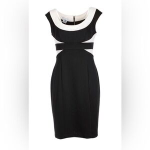 Maggie London Colorblock Dress Sleeveless Black and Cream Size 8 Career Church